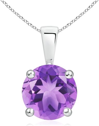 Angara Natural Classic Round Amethyst Solitaire Pendant in Silver / 14K Solid Gold/Platinum | February Birthstone, Birthday, Engagement, Anniversary, Wedding Jewelry Gift for Women in Saudi Arabia
