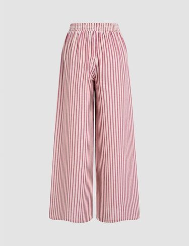 Yeokou Women's Wide Leg Pants Cotton Cotton Mid Rise Rise Disual Long Palazzo بنطلون مع جيوب in Kuwait