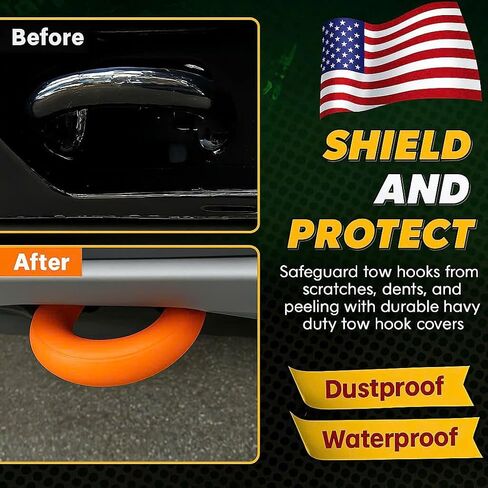 أغطية خطاف السحب متوافقة مع 2004-2018 2019 2020 2021 2022 2023 2024 2025 F150 Accessories BASE BASE/BIG BEND/OUTER BANK-FIT لعام 2017-2021 TUNDRA Accessories Design ، Silicon Rubber (Orange) in Kuwait