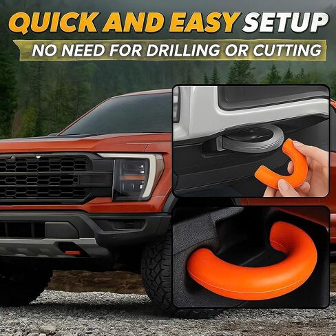 أغطية خطاف السحب متوافقة مع 2004-2018 2019 2020 2021 2022 2023 2024 2025 F150 Accessories BASE BASE/BIG BEND/OUTER BANK-FIT لعام 2017-2021 TUNDRA Accessories Design ، Silicon Rubber (Orange) in Kuwait