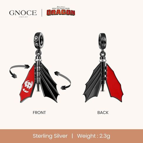 GNOCE How to Train Your Dragon Toothless Tail-wagging Pendant Dangle Charm for Women, S925 Sterling Silver Dangle Charms for Women Wife, Valentine‘s Day, Mother’s Day Jewelry (Toothless) in Saudi Arabia