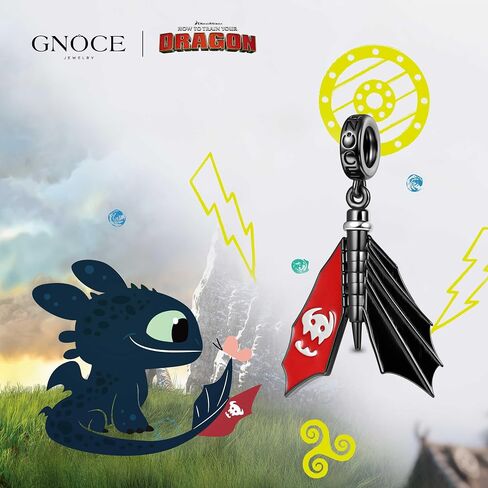 GNOCE How to Train Your Dragon Toothless Tail-wagging Pendant Dangle Charm for Women, S925 Sterling Silver Dangle Charms for Women Wife, Valentine‘s Day, Mother’s Day Jewelry (Toothless) in Saudi Arabia
