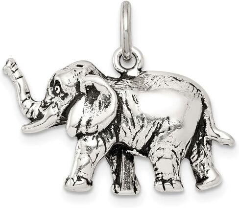 925 Sterling Silver Antiqued Elephant Charm Pendant (L- 0.75 Inch, W- 0.95 Inch) in Saudi Arabia