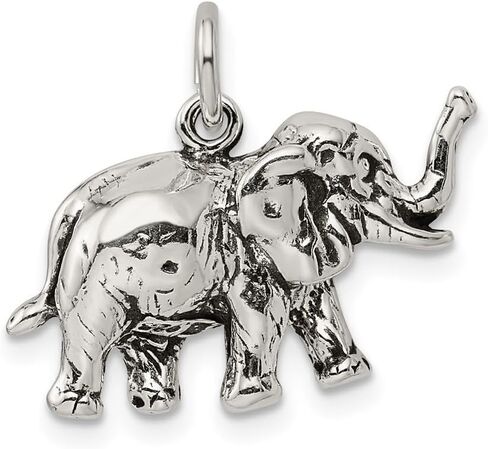 925 Sterling Silver Antiqued Elephant Charm Pendant (L- 0.75 Inch, W- 0.95 Inch) in Saudi Arabia