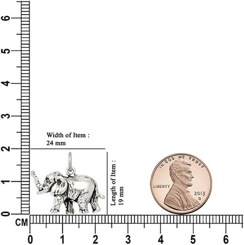 925 Sterling Silver Antiqued Elephant Charm Pendant (L- 0.75 Inch, W- 0.95 Inch) in Saudi Arabia