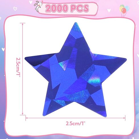 2000 Pcs 8 Color Sparkly Star Stickers, Star Stickers for Kids Reward, Self-Adhesive Metallic Glitter Foil, Ideal for Student Planners and Classroom Supplies, 4 Rolls of Smiley Face Stickers in Kuwait
