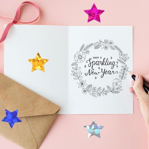 2000 Pcs 8 Color Sparkly Star Stickers, Star Stickers for Kids Reward, Self-Adhesive Metallic Glitter Foil, Ideal for Student Planners and Classroom Supplies, 4 Rolls of Smiley Face Stickers in Kuwait