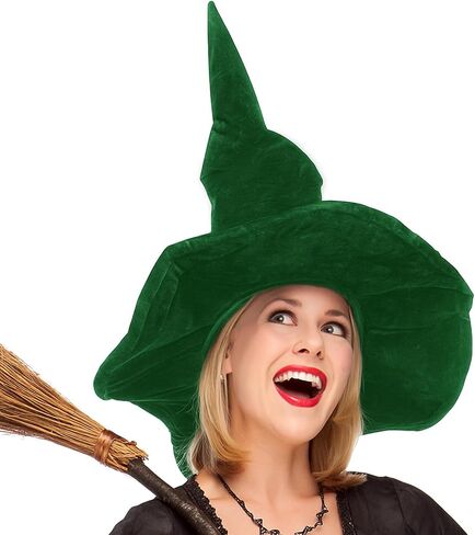 Witch Hat Adult, Ruched Witches Hat for Women, Velvet Wizard Hats for Halloween Party Cosplay Costume Accessory in Saudi Arabia