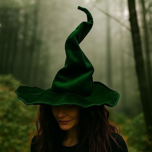 Witch Hat Adult, Ruched Witches Hat for Women, Velvet Wizard Hats for Halloween Party Cosplay Costume Accessory in Saudi Arabia