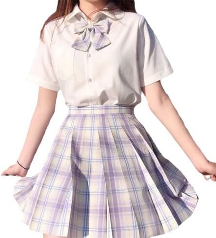 Women's College Style JK Plaid Pleated Skirt School Cheerleading Mini Skirt Sports Tennis Skirt Send Bow Tie in Saudi Arabia