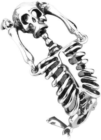 Gold Silver Skeleton Skull Bracelet | Unique Halloween Punk Gothic Jewelry | Gift for Him | Unisex Accessories | Titanium Steel Metal in Kuwait