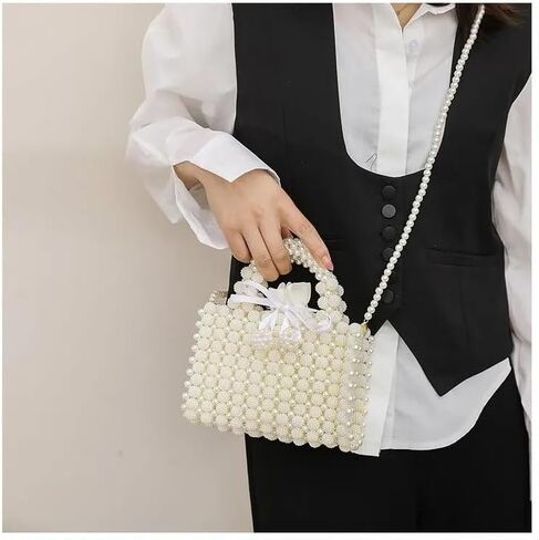 Noble Crystal Beaded Evening Bag Wedding Clutch with Pearl Chain shoulder bag Handbag evening dress bag in Kuwait