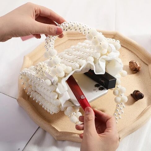 Noble Crystal Beaded Evening Bag Wedding Clutch with Pearl Chain shoulder bag Handbag evening dress bag in Kuwait