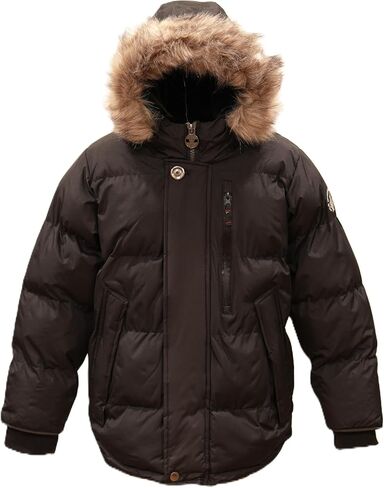 Golden Peak Boys Puffer Jacket Waterproof Winter Coat with Snorkel Hood Faux Fur Sizes 4-20 in Saudi Arabia