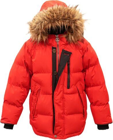 Golden Peak Boys Puffer Jacket Waterproof Winter Coat with Snorkel Hood Faux Fur Sizes 4-20 in Saudi Arabia