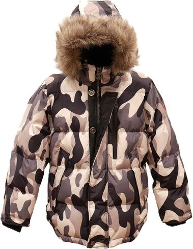 Golden Peak Boys Puffer Jacket Waterproof Winter Coat with Snorkel Hood Faux Fur Sizes 4-20 in Saudi Arabia