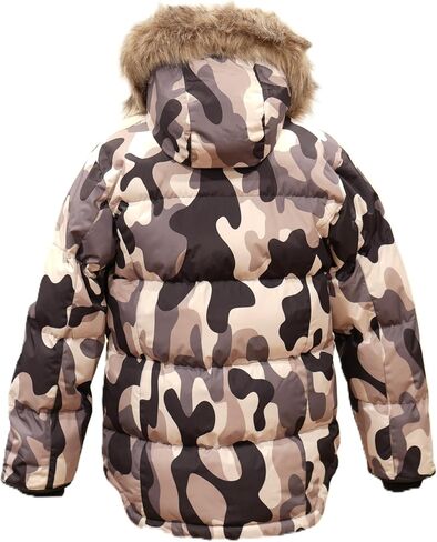 Golden Peak Boys Puffer Jacket Waterproof Winter Coat with Snorkel Hood Faux Fur Sizes 4-20 in Saudi Arabia