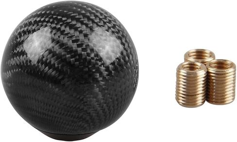 RYANSTAR Carbon Fiber Shift Knob Gear Shifter Knobs with 3 Adapters Round Ball Stick Shifter Level Black in Saudi Arabia