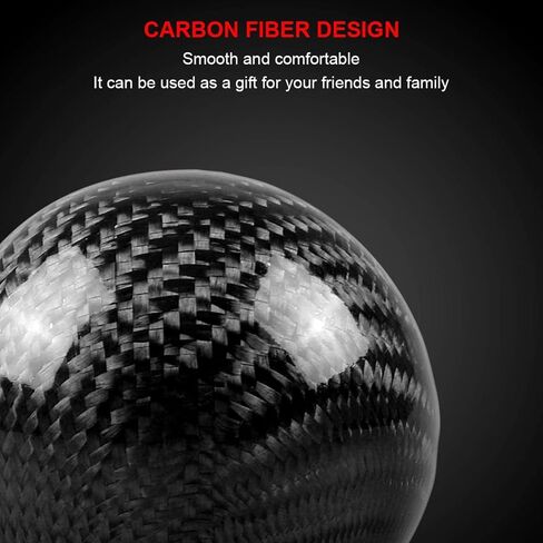 RYANSTAR Carbon Fiber Shift Knob Gear Shifter Knobs with 3 Adapters Round Ball Stick Shifter Level Black in Saudi Arabia