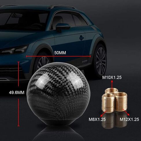 RYANSTAR Carbon Fiber Shift Knob Gear Shifter Knobs with 3 Adapters Round Ball Stick Shifter Level Black in Saudi Arabia
