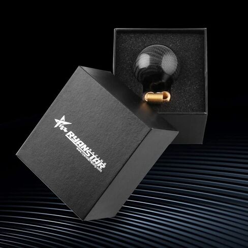 RYANSTAR Carbon Fiber Shift Knob Gear Shifter Knobs with 3 Adapters Round Ball Stick Shifter Level Black in Saudi Arabia