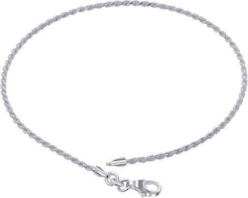 Gem Avenue Italian 925 Sterling Silver Lobster Clasp Rope Chain Chain Canklet Cankle Bracelets in Kuwait