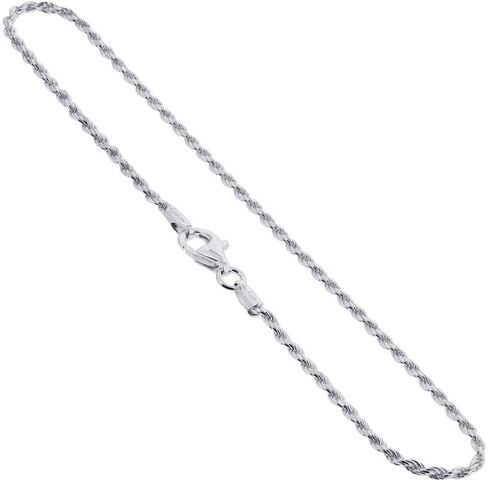 Gem Avenue Italian 925 Sterling Silver Lobster Clasp Rope Chain Chain Canklet Cankle Bracelets in Kuwait