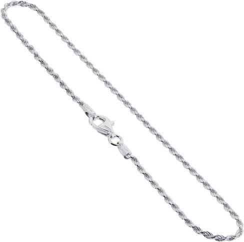 Gem Avenue Italian 925 Sterling Silver Lobster Clasp Rope Chain Chain Canklet Cankle Bracelets in Kuwait