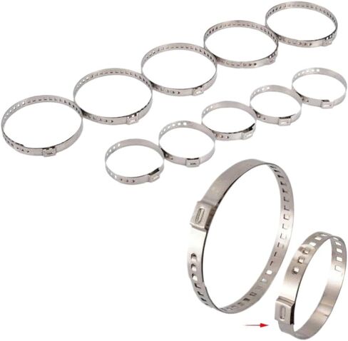 10PCS Universal Adjustable Drive Shaft CV Boot Clamp Kit For Axle CV Joint Boot Crimp Stainless Steel Compatible With Various Vehicles in Kuwait