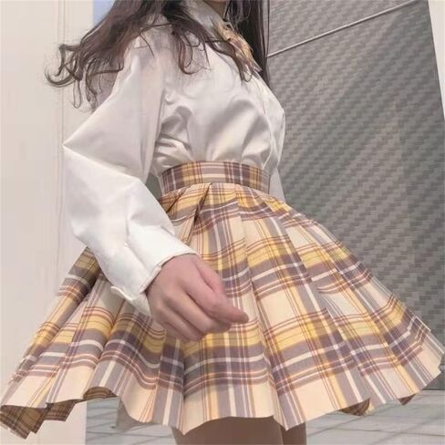 Women's College Style JK Plaid Pleated Skirt School Cheerleading Mini Skirt Sports Tennis Skirt Send Bow Tie in Saudi Arabia