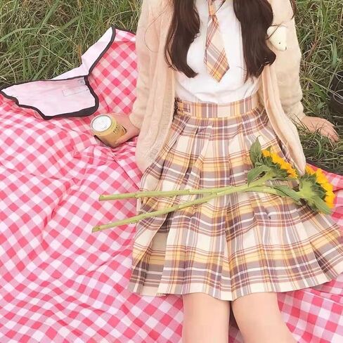 Women's College Style JK Plaid Pleated Skirt School Cheerleading Mini Skirt Sports Tennis Skirt Send Bow Tie in Saudi Arabia