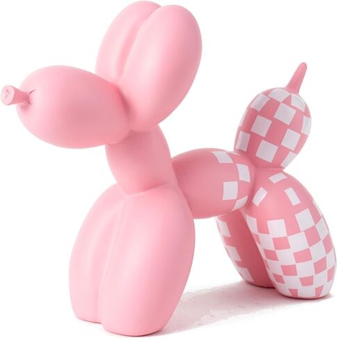 Vilead Resin Balloon Dog Statue with Checkered Pattern,Modern Home Decoration Trendy Animal Art Ornaments,Collection Figurine Bedroom Living Room Office Desktop Sculpture in Kuwait