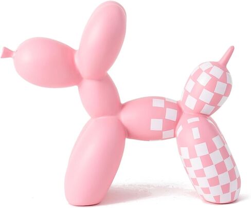 Vilead Resin Balloon Dog Statue with Checkered Pattern,Modern Home Decoration Trendy Animal Art Ornaments,Collection Figurine Bedroom Living Room Office Desktop Sculpture in Kuwait