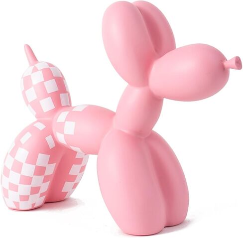Vilead Resin Balloon Dog Statue with Checkered Pattern,Modern Home Decoration Trendy Animal Art Ornaments,Collection Figurine Bedroom Living Room Office Desktop Sculpture in Kuwait