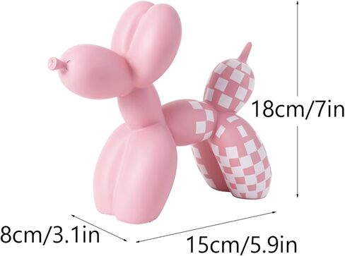 Vilead Resin Balloon Dog Statue with Checkered Pattern,Modern Home Decoration Trendy Animal Art Ornaments,Collection Figurine Bedroom Living Room Office Desktop Sculpture in Kuwait
