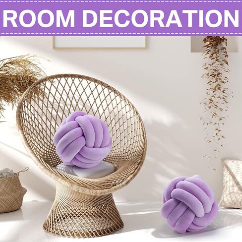 Namalu 2 Pieces Knot Ball Pillows Round Plush Aesthetic Cushion Pillows Soft Stress Relieving Cute Decorative Knotted Pillows for Kids Bed Sofa Bedroom Decor (Black, 7.87 Inches) in Kuwait