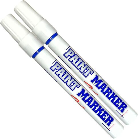Paint Markers Oil-Based Pen Permanent Waterproof Car Tire Tread Rubber Metal - 2 pcs (White) in Saudi Arabia