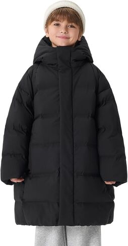 marc & janie Boys Ultralight Seamless Hooded Long Down Coat Full Zip Warm Jacket Outerwear 241566 in Saudi Arabia