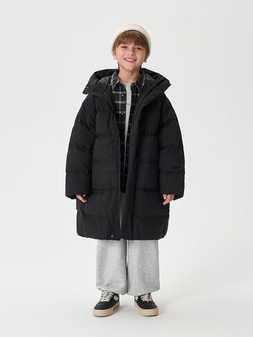 marc & janie Boys Ultralight Seamless Hooded Long Down Coat Full Zip Warm Jacket Outerwear 241566 in Saudi Arabia