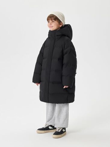 marc & janie Boys Ultralight Seamless Hooded Long Down Coat Full Zip Warm Jacket Outerwear 241566 in Saudi Arabia