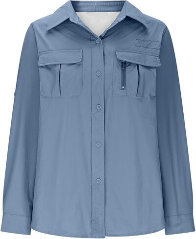 Sunshirts for Women Long Sleeve UPF 50 UV Protection Button Down Shirt Quick Dry Cool Vacation Safari Hiking Shirts in Saudi Arabia