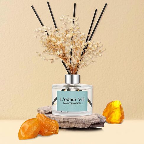 L'odeur Vill Reed Diffuser Set, 6.7 oz(200ml) Gardenia Scented Diffuser with 6 Oil Diffuser Sticks, Home Fragrance Essential Oil Reed Diffuser for Home Large Rooms Bathroom Shelf Decor in Kuwait