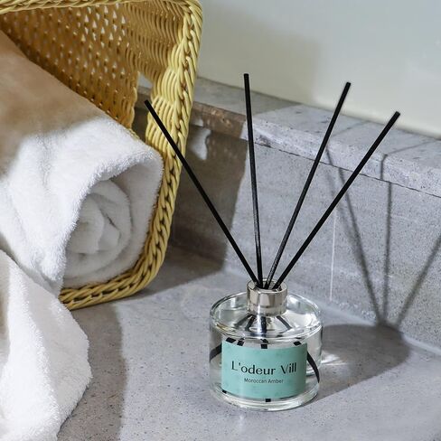 L'odeur Vill Reed Diffuser Set, 6.7 oz(200ml) Gardenia Scented Diffuser with 6 Oil Diffuser Sticks, Home Fragrance Essential Oil Reed Diffuser for Home Large Rooms Bathroom Shelf Decor in Kuwait