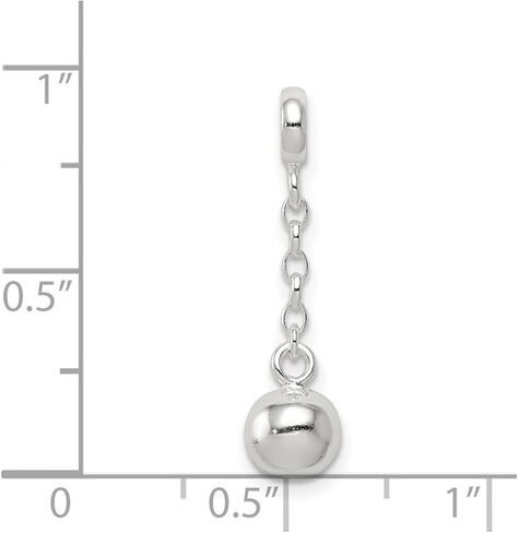 JewelryWeb 925 Sterling Silver Polished Bead 1/2inch Dangle Enhancer Charm 23x6mm Wide Pendant Necklace for Women in Saudi Arabia