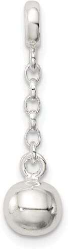 JewelryWeb 925 Sterling Silver Polished Bead 1/2inch Dangle Enhancer Charm 23x6mm Wide Pendant Necklace for Women in Saudi Arabia