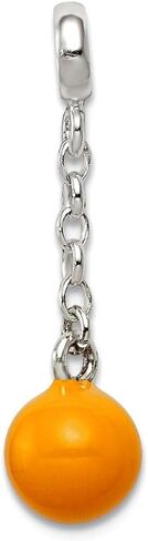 JewelryWeb 925 Sterling Silver Polished Yellow Enameled Bead 1/2inch Dangle Enhancer Charm 25x7mm Wide Pendant Necklace for Women in Saudi Arabia