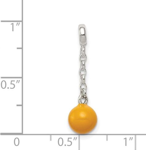JewelryWeb 925 Sterling Silver Polished Yellow Enameled Bead 1/2inch Dangle Enhancer Charm 25x7mm Wide Pendant Necklace for Women in Saudi Arabia