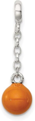 JewelryWeb 925 Sterling Silver Polished Yellow Enameled Bead 1/2inch Dangle Enhancer Charm 25x7mm Wide Pendant Necklace for Women in Saudi Arabia