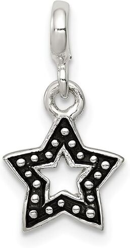 JewelryWeb 925 Sterling Silver Polished Enameled Star Enhancer Charm 20x10mm Wide Pendant Necklace for Women in Saudi Arabia
