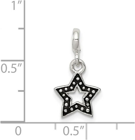 JewelryWeb 925 Sterling Silver Polished Enameled Star Enhancer Charm 20x10mm Wide Pendant Necklace for Women in Saudi Arabia